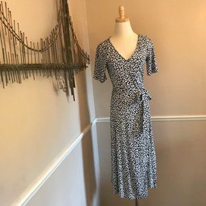 Ann Taylor Classic Wrap Animal Print Dress - Black/White  8P  NWOT